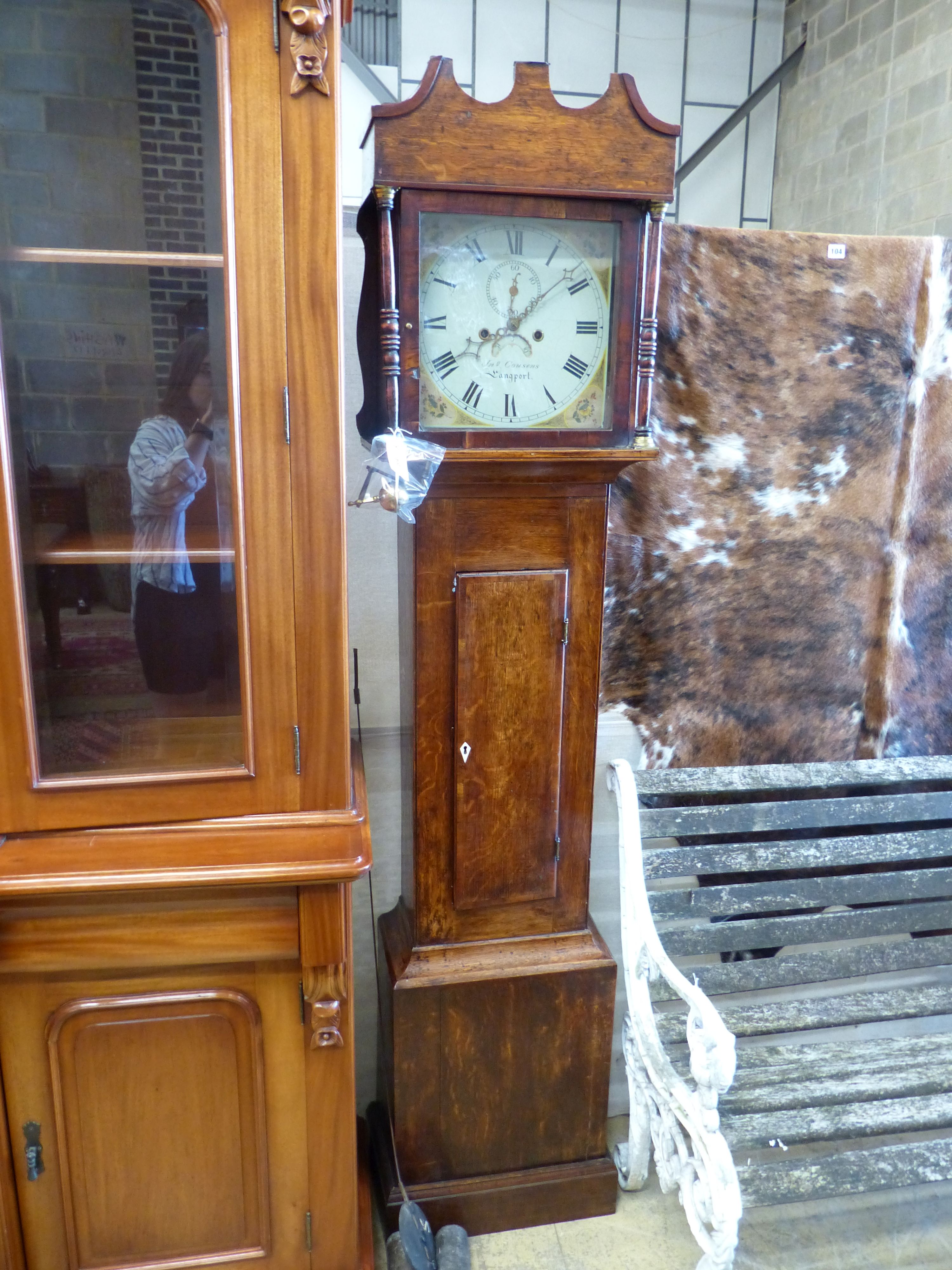 An early 19th century oak eight day longcase clock, marked Cousens Langport, height 194cm